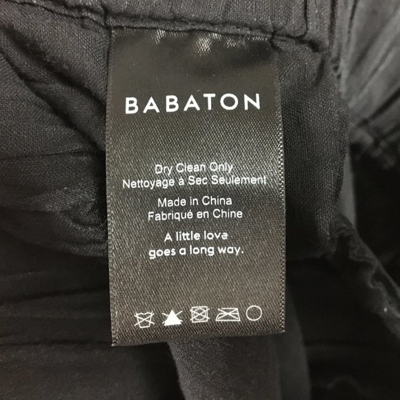 Babaton Pants XXS Linen Black Straight Crop Mid Rise Casual Drawcord Artizia - Picture 12 of 14